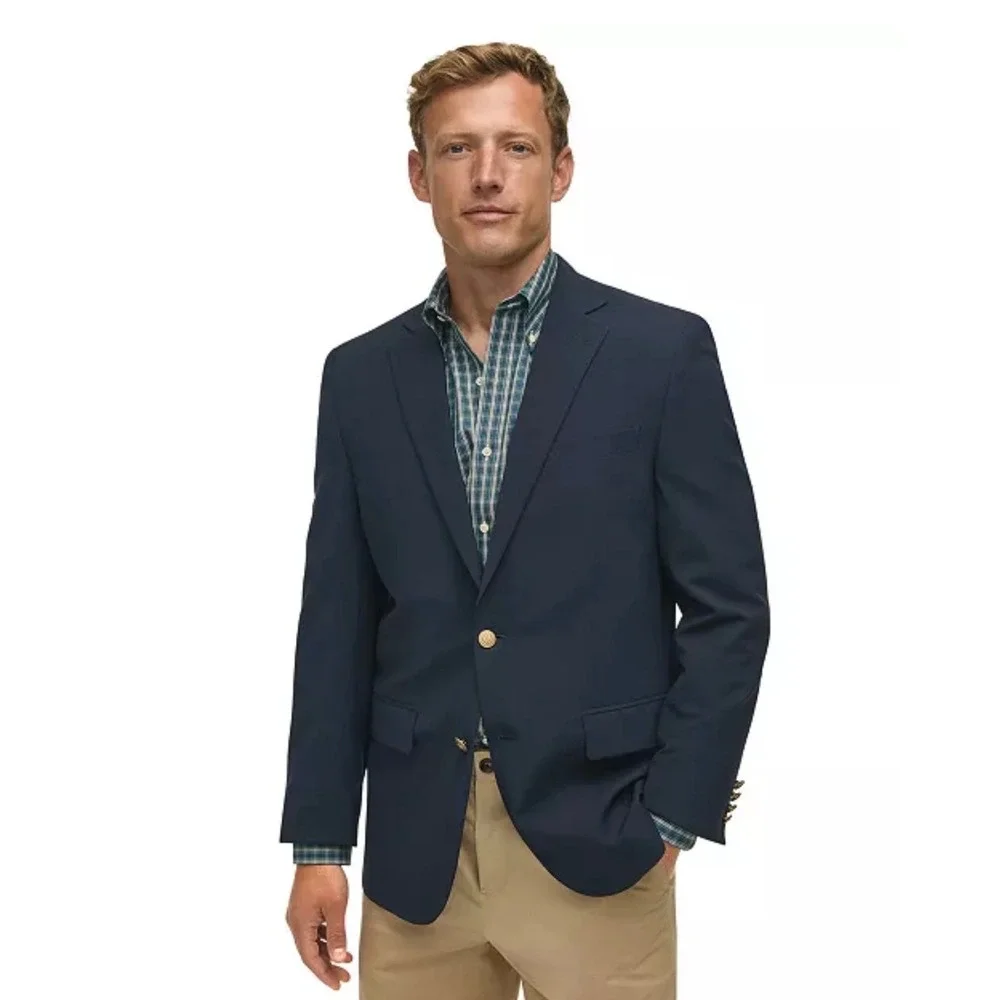 B by Brooks Brothers Mens Navy Blue Wool Blend 2 Button Blazer Sport‎ Coat 42R